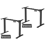 VASAGLE Höhenverstellbarer Schreibtisch elektrisch, 2er Set, Tischgestell, Schreibtischständer, ohne Tischplatte, mit 2 Haken, Memory-Funktion mit 3 Höhen, Stahl, tintenschwarz LSD021B01V2-2J