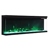 INMOZATA 40 Zoll/102cm Elektrokamin mit Heizung 900/1800W Panorama-Sichtfenster Elektrischer Kamin 3-in-1 Elektrisch Kaminofen mit 9 Flammenfarben, Einstellbarer Thermostat, Überhitzungsschutz