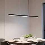 FIVMEN Hängelampe Pendelleuchte Esstisch 48W Esszimmerlampe Hängend Höhenverstellbar Moderne LED Hängeleuchte Schwarz Esstischlampe Dimmbar für Esszimmer Wohnzimmer Küche, 120cm