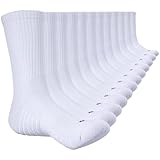 Lapulas Socken Herren Damen, Baumwolle Sportsocken Atmungsaktiv Wandersocken Gepolstert Laufsocken Lange Arbeitssocken Warm Wintersocken Rutschfest Tennissocken Weiße - 6 Paar