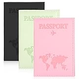 BOHUIZ 3 Stück Reisepasshülle, PU Leather Passport Hülle, Reisepasshüllen Personalisiert, Passport Cover, Passhülle Reisepass, Hülle Reisepass für Kreditkarten, Ausweis und Reisedokumente