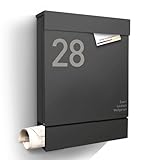Radius® Designer Briefkasten - personalisiert mit Lasergravur - 10 Jahre Funktions- und Korrosionsgarantie - Postkasten inkl. Montagematerial – Letterman M Anthrazit
