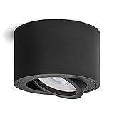 linovum LED Aufbauleuchte SMOL schwarz - flach & schwenkbar - Aufbaustrahler inkl. wechselbarem LED Modul 4W warmweiß 230V