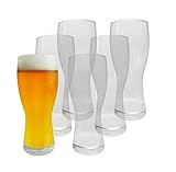 Provance 6 x Biergläser Weizenbiergläser 500 ml 0,5 Liter Bierglas Weizenbierglas Glas spülmaschinenfest Ø 8,5 x 20 cm ohne Füllstrich zeitloses Design klares Glas