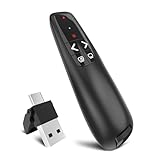 [2 in 1 USB C] Presenter, kabelloser Präsentationsfernbedienung, Pointer für Präsentationen, Powerpoint Fernbedienung Präsenter für Windows Computer Laptop Mac, Batterie nicht enthalten