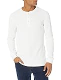 Amazon Essentials Herren Langärmeliges Waffel-Henley, Schmale Passform, Weiß, S