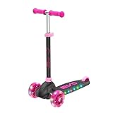 EVO Eclipse Leuchtender Tretroller mit 3 Rädern, Kinder-Scooter mit verstellbarer Griffhöhe, verstellbare Griffhöhe für Jungen und Mädchen, Kick, für Kinder im Alter von 3–12 Jahren, Rosa