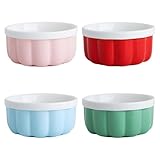 Creme Brulee Schälchen,Bootoow 4x Souffle Förmchen Aus Keramik,Creme Brulee Schälchen Puddingform Souffle Förmchen Backofenfest Creme Brulee Schälchen Aus Keramik 180ml Souffleeförmchen Backofenfest