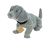 Kremers Schatzkiste Wackeldackel 19 cm grau Wackelkopfdackel Made in Germany fürs Auto