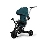 Kinderkraft Dreirad 5 in 1 TWIPPER, Kinderdreirad, Jogger mit Schubstange, 360° Drehsitz, höhenverstellbar Elterngriff, Sonnendach, Zubehör: Klingel, Getränkehalter, ab 9 Monate bis 5 jahre, Grün
