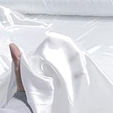 TOLKO Faschingsseide Satin | Futterstoff Meterware mit Glanz | universal Futter-Taft Stoff Dekostoff Kleiderstoff Hochzeitsstoff Kostümstoff | Stoffe zum Nähen Meterware Dekorieren (Weiß)