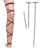 BESPORTBLE Verführerische Beinstulpen mit Kreuz Riemen Elastische Strapsstrümpfe für Damen Rutschfestes Netzdesign Bequemes Tragegefühl für Clubwear und Besondere Anlässe