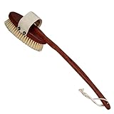 TelMo Saunabürste mit abnehmbarem Bürstenkopf, Birnenholz, Naturborsten, Wellness-Badebürste