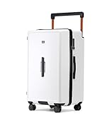 GOOPEEG Rollkoffer 26-Zoll-Gepäck, Verdickter Reißverschluss, Handgepäck, Breiter Trolley, Verschleißfester Koffer Zeitloser(White)