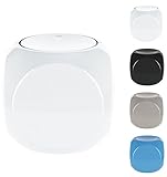 Spirella Kosmetikeimer 1 Liter Abfalleimer Schwingdeckeleimer Tischabfalleimer Dice Weiß, 14 x 14 cm