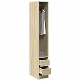 Mimdixy Eckkleiderschrank Schränke Mit Regalfächern, Kleiderschrank Sonoma-Eiche 30x50x200 cm Holzwerkstoff Türen Büroschrank Mit Regalen Und Kleiderstange