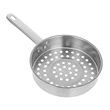 OSALADI Großer Edelstahl Schaumlöffel mit Langem Griff Flachem Standfuß und Großen Perforationen Fettsiebkelle für Gekühlte Garnelen Frittieren Abgießen und Kochen