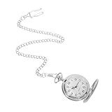 IMIKEYA Mechanische Taschenuhr mit Kette Große Vintage Handaufzug Metalluhr Klassisch Graviertes Design Unisex für Alltag und Besondere Anlässe