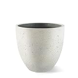 Luca Lifestyle Pflanzkübel ''Grigio Egg Pot'' Creme Weiß Rund Fiberglas *5 Jahre Garantie* - 32x32x29 cm - Premium Qualität - F599