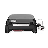 Weber SLATE GP 43 Premium Plancha Gasgrill, 43 x 41cm Grillfäche, portabel, gleichmäßige Hitze, porzellanemaillierte Antihaft-Grillfläche, höhenverstellbare Füße - Schwarz (1500231)