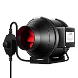 VIVOSUN Rohrventilator 100mm, 323m³/h EC-Motor leiser Rohrlüfter, Abluftventilator mit Geschwindigkeitsregler, R4 Rohrventilator für Growbox, Growzelt und Gewächshaus Hydrokultur
