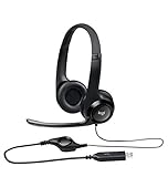 Logitech H390 Kopfhörer mit Mikrofon, Stereo-Headset, Mikrofon mit Rauschunterdrückung, Integrierte Bedienelemente, USB-Anschluss, 223cm langes Kabel, Gepolsterter Bügel und Ohrpolster - Schwarz