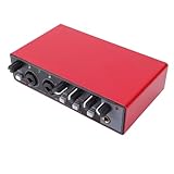 Plyisty USB-C-Audioschnittstelle für PC, 24 Bit/192 KHz, 48 V Strom, Dual-TS/XLR-Eingang, für Podcast, Gitarre, Musikaufnahme, Live-Streaming (Rot)