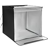 Große Fotobox 60x60cm Lichtzelt für Produktfotografie, inkl. LED-Licht (35W, 5500K, 85CRI) und 5 PVC Hintergründen, Faltbar und Transportabel, Ideal für Fotostudio und Hobbyfotografen