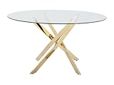 Vente-unique-Esstisch rund für 6 Personen - Sicherheitsglas & goldfarbenes Metall - Transparent - Cosima