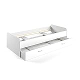 VitaliSpa Ausziehbett 90x200 cm Enzo - Weiß 203x52x94 cm aus Spanplatte - Bett Kinder- und Jugendzimmer, mit zusätzlichem Gästebett