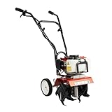 Motorhacke Benzin 52CC | Bodenfräse Gartenfräse mit 1700W (2.3PS) 2-Takt Motor | 30cm Arbeitsbreite | 3-12cm Arbeitstiefe | 4 Stahlmesser | Stufenlose Drehzahl | 13.85kg | für Garten, Hof, Feld