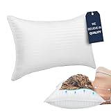 Tuxxjzm Bett-Kopfstützen zum Schlafen, dicke Kopfstützen zum Schlafen, kühl, Baumwollumrandung, Füllung für Senioren, Seite, Rücken, Bauchschläfer, Meditation, Reisen