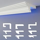 HEXIMO LED-Schattenfugenprofil Stuckleisten, indirekte Beleuchtung XPS-Styropor-Trockenbau-Deckenstuck dekorative Lichtdeckenleisten (20,4 Meter HLED 16)