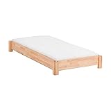 DICO Einzelbett Stapelbett Massivholz mit Rollrost Größe 90x200 cm 01 Kernbuche geölt