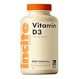 Vitamin D3-400 leicht einnehmbare Premium Vitamin D3-Mikrotabletten – Tablette Cholecalciferol VIT D3-Vegetarisches Nahrungsergänzungsmittel-Hergestellt von Incite Nutrition in Großbritannien