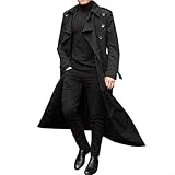 Trendy Herren Winter Langer Trenchcoat Lockere Parka Jacke für Partys und Geschäftskleidung (2XL Schwarz)
