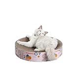 THE LICKER STORE Nelson CSR1010A Katzenkratzer mit Katzenminze, rund, aus Karton, 51,1 cm, Hellrosa/Mehrfarbig