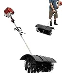 Schneefräse Benzin 52ccm Kehrmaschine Benzin Motorbesen Schneeschieber mit Schutzbrille und Schultergurt, Schneefräse Handkehrmaschine Benzin Kehrbesen für draußen