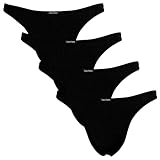 Fabio Farini - 4er-Pack maskuline Herren String-Tangas in kräftigem Rot, Nachtschwarz, dunklem Blau oder - 4X Schwarz XL