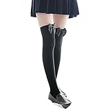 Uwdiohq Samt Lady Frühling Und Weiße Strümpfe Bogen Sexy-Knie Socken Baumwolle (A, One Size) Sport Lange Damen Baumwoll 35-38 Sportsocken Weiß Herren Fitness Schwarz Football Socks 43-46