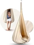 KOJANA Hängehöhle mit Kissen & Innentasche – Textiler Hängesitz für den Innen- & Außenbereich – Belastbar bis 80 kg – 70x150 cm (Beige)