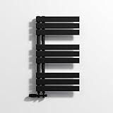 VANCOCO Badheizkörper Handtuchhalter Mittelanschluss, Badheizkörper Handtuchhalter Schwarz 800×450 mm, Bad Feizkörper für Badezimmer, Handtuchwärmer Flach