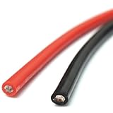 NHJSDLLMNZ Elektrisches Kabel das Kabel, 1 Meter Flexibles Litzenkabel aus Silikon, 10 AWG, 12 AWG, 14 AWG, 26 AWG, Kupfer-Elektrokabel, Schwarz/Rot(24 AWG)