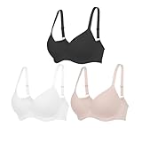 3er Pack BH Damen Mit BüGel T Shirt BHS Bequeme Klassische BHS FüR Damen Push Up UnterwäSche