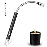 VEHHE Lichtbogen Feuerzeug Elektrisch, USB Aufladbares Elektro LED-Display Stabfeuerzeug Langer Flexibler Hals Geeignet für Küche,Kerzen,Gasherde,Grill Schwarz