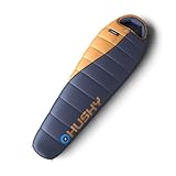Husky Enjoy Plus Schlafsack 4 Jahreszeiten bis -25°C, Warmer Winter Mumienschlafsack für Erwachsene, Winterschlafsack für Camping, Trekking und Outdoor (Blau/Orange, 220x85)