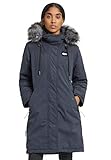 khujo Damen Mantel EFFI Lange Winterjacke Winterparka Kapuze und Kunstfell abnehmbar