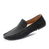 Cusolemore Klassische Herren Mokassins Flache Slipper Loafers Slip On Herrenschuhe, Gummi Sohle, Fahrende Schuhe Comfort Schuhe Black 41.5