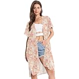 tplaotee Strandkleidung für Damen, vorne offen, Bademode, Größe M, abstrakt, Aquarell, helles Pfirsichweiß, Abstraktes Aquarelllicht, Pfirsichweiß, Medium