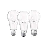 OSRAM LED Lamps Base Classic A, in Kolbenform mit E27-Sockel, Nicht Dimmbar, Ersetzt 100 Watt, Matt, Kaltweiß - 4000 Kelvin, 3er-Pack [Energy Class A+]